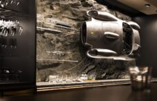 Ferrari Testa Rossa J sculpture in a bar