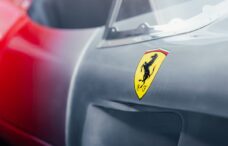 Ferrari Testa Rossa J paint gradient badge closeup